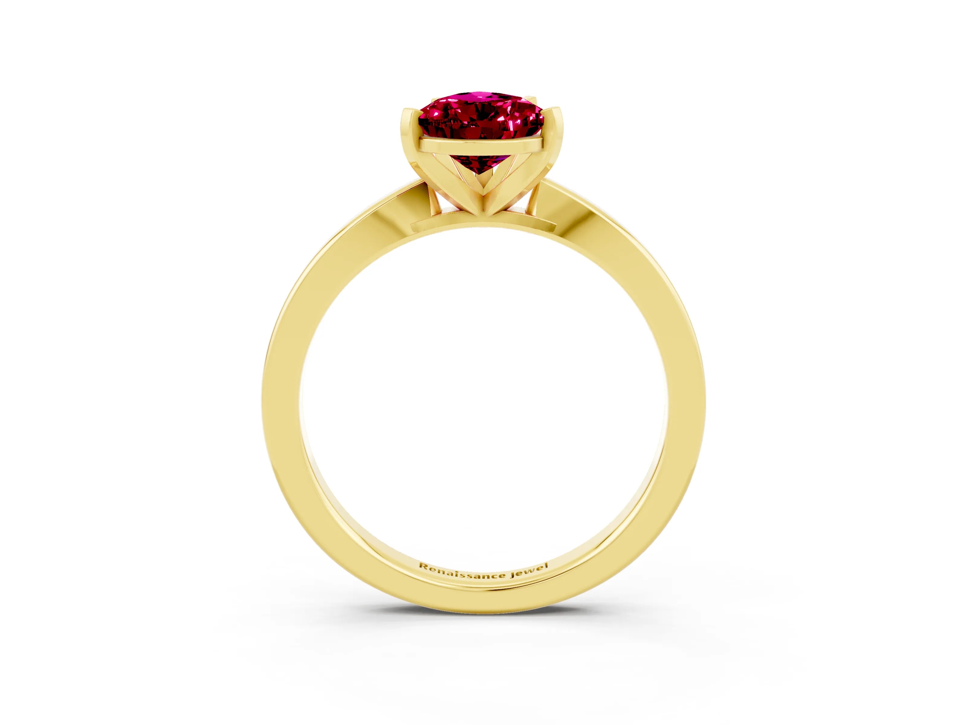 Yellow gold Pear Cut Garnet Solitaire Engagement Ring with Classic Band and Four-Prong Setting_39