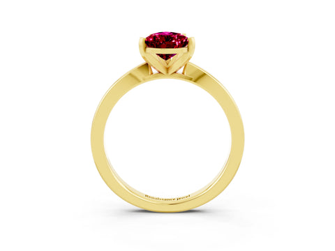 Yellow gold Pear Cut Garnet Solitaire Engagement Ring with Classic Band and Four-Prong Setting_39