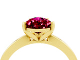 Yellow gold Pear Cut Garnet Solitaire Engagement Ring with Classic Band and Four-Prong Setting_40