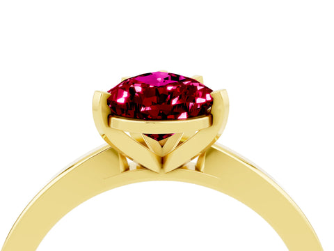 Yellow gold Pear Cut Garnet Solitaire Engagement Ring with Classic Band and Four-Prong Setting_40