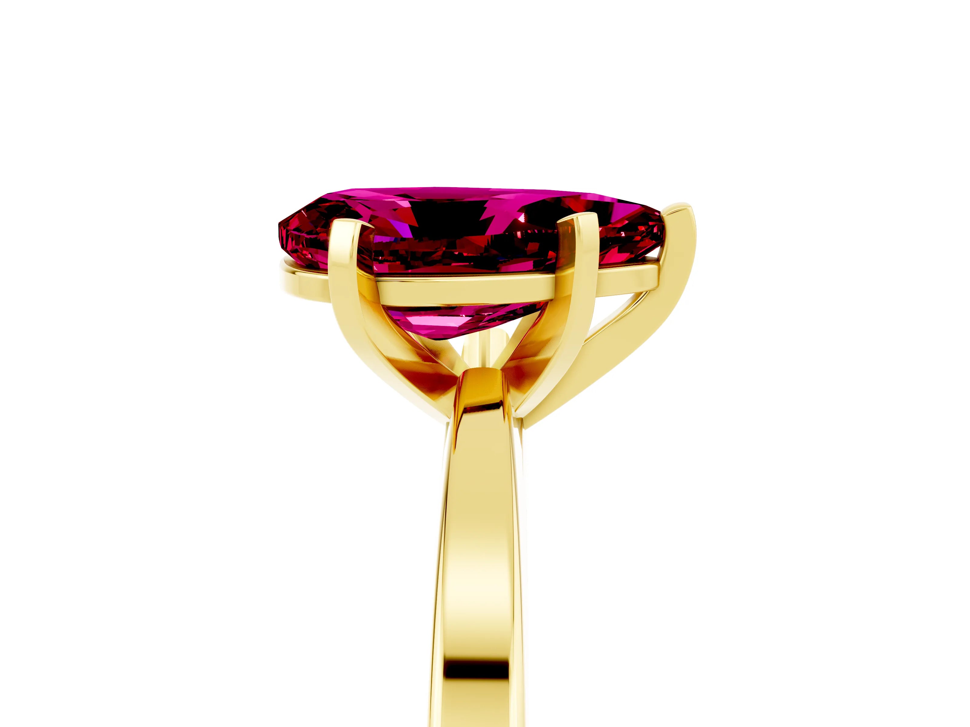Yellow gold Pear Cut Garnet Solitaire Engagement Ring with Classic Band and Four-Prong Setting_41