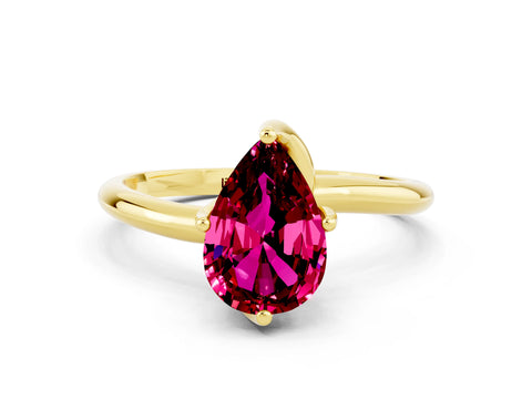 Yellow gold Pear Cut Garnet Solitaire Engagement Ring with Four-Prong Setting and Classic Band_12