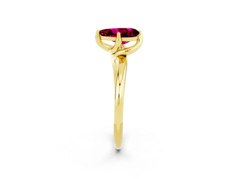 Yellow gold Pear Cut Garnet Solitaire Engagement Ring with Four-Prong Setting and Classic Band_14