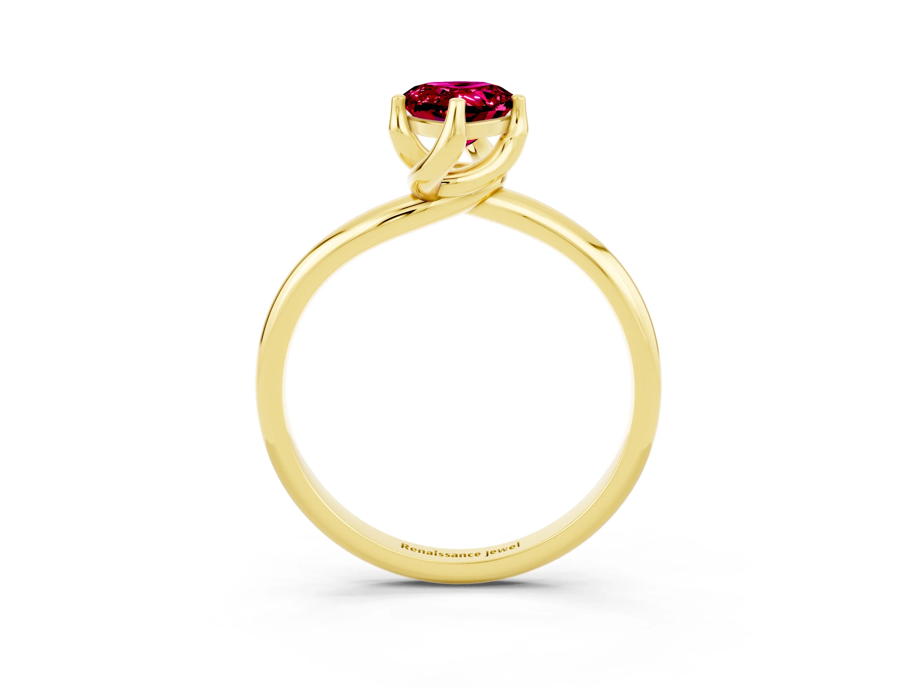 Yellow gold Pear Cut Garnet Solitaire Engagement Ring with Four-Prong Setting and Classic Band_15