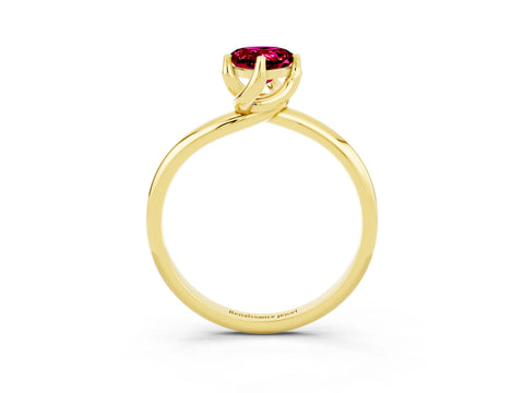 Yellow gold Pear Cut Garnet Solitaire Engagement Ring with Four-Prong Setting and Classic Band_15
