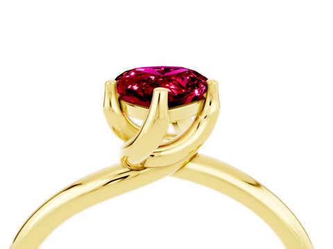 Yellow gold Pear Cut Garnet Solitaire Engagement Ring with Four-Prong Setting and Classic Band_16