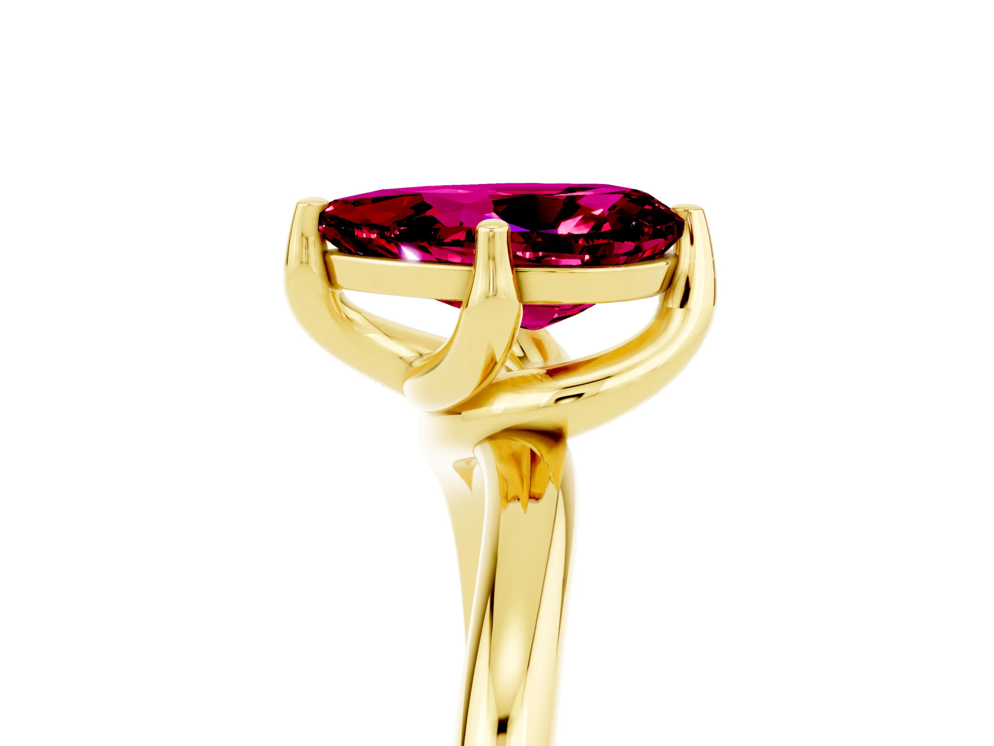Yellow gold Pear Cut Garnet Solitaire Engagement Ring with Four-Prong Setting and Classic Band_17