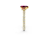 Yellow gold Pear Cut Garnet Solitaire Engagement Ring with Pavé Band and Four-Prong Setting_2