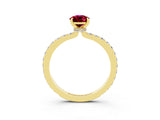 Yellow gold Pear Cut Garnet Solitaire Engagement Ring with Pavé Band and Four-Prong Setting_3