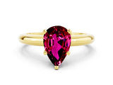 Yellow gold Pear Cut Garnet Solitaire Engagement Ring with Round Band and Four-Prong Setting
