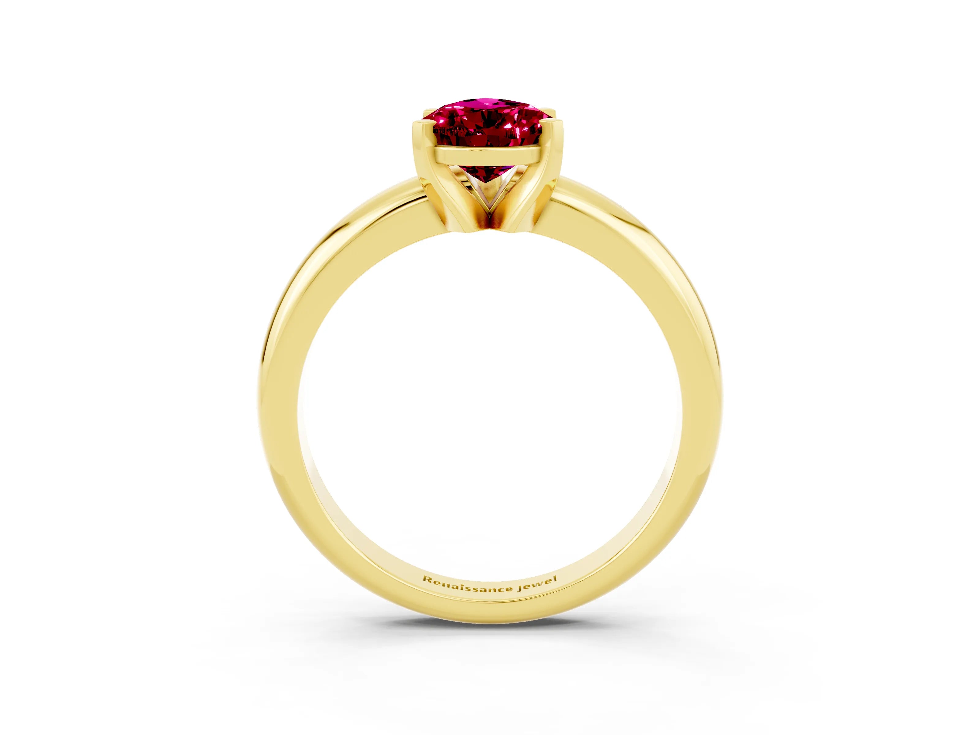 Yellow gold Pear Cut Garnet Solitaire Engagement Ring with Round Band and Four-Prong Setting_3