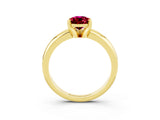 Yellow gold Pear Cut Garnet Solitaire Engagement Ring with Round Band and Four-Prong Setting_3