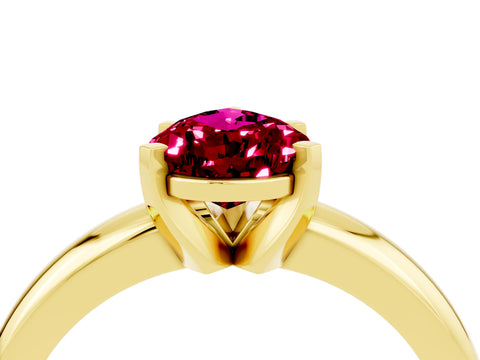 Yellow gold Pear Cut Garnet Solitaire Engagement Ring with Round Band and Four-Prong Setting_4