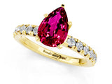 Yellow gold Pear Cut Garnet Solitaire Pavé Engagement Ring with Round Band and Prong Setting_13