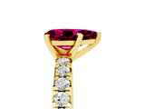 Yellow gold Pear Cut Garnet Solitaire Pavé Engagement Ring with Round Band and Prong Setting_17