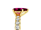 Yellow gold Pear Cut Garnet Solitaire Pavé Engagement Ring with Round Band and Prong Setting_77