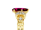 Yellow gold Pear Cut Garnet Solitaire Ring with Filigree Band and Four-Prong Setting_29