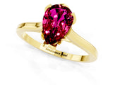 Yellow gold Pear Cut Garnet Solitaire Ring with Flower Prong Setting and Classic Band_37