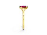 Yellow gold Pear Cut Garnet Solitaire Ring with Flower Prong Setting and Classic Band_38
