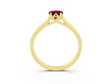 Yellow gold Pear Cut Garnet Solitaire Ring with Flower Prong Setting and Classic Band_39