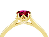 Yellow gold Pear Cut Garnet Solitaire Ring with Flower Prong Setting and Classic Band_40