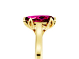 Yellow gold Pear Cut Garnet Solitaire Ring with Flower Prong Setting and Classic Band_41
