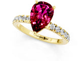 Yellow gold Pear Cut Garnet Solitaire Ring with Pavé Accents and Four-Prong Setting_1
