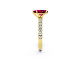 Yellow gold Pear Cut Garnet Solitaire Ring with Pavé Accents and Four-Prong Setting_2