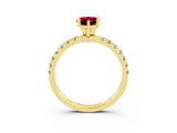 Yellow gold Pear Cut Garnet Solitaire Ring with Pavé Accents and Four-Prong Setting_3