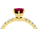 Yellow gold Pear Cut Garnet Solitaire Ring with Pavé Accents and Four-Prong Setting_4