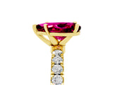 Yellow gold Pear Cut Garnet Solitaire Ring with Pavé Accents and Four-Prong Setting_5