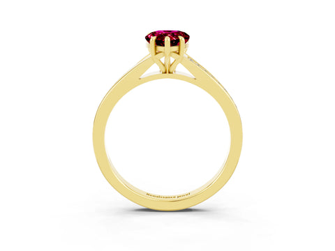 Yellow gold Pear Cut Garnet Solitaire Ring with Pavé Band and Prong Setting_15