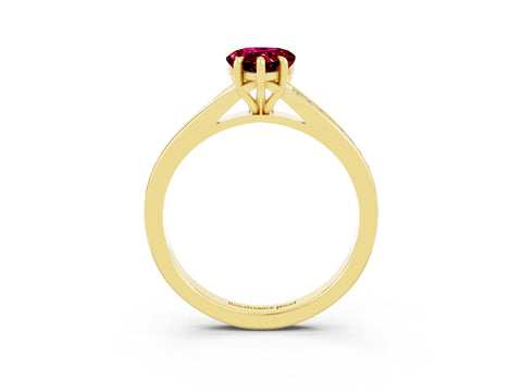 Yellow gold Pear Cut Garnet Solitaire Ring with Pavé Band and Prong Setting_3