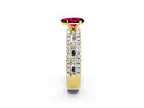 Yellow gold Pear Cut Garnet Solitaire Ring with Pavé and Channel Set Band_2
