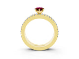 Yellow gold Pear Cut Garnet Solitaire Ring with Pavé and Channel Set Band_3
