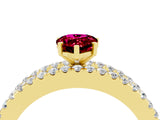 Yellow gold Pear Cut Garnet Solitaire Ring with Pavé and Channel Set Band_4
