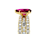 Yellow gold Pear Cut Garnet Solitaire Ring with Pavé and Channel Set Band_5