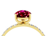 Yellow gold Pear Cut Garnet Solitaire Ring with Pave Band and Four Prong Setting_28