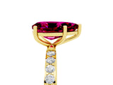 Yellow gold Pear Cut Garnet Solitaire Ring with Pave Band and Four Prong Setting_29