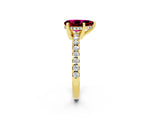 Yellow gold Pear Cut Garnet Solitaire Ring with Round  Pavé Band and Four-Prong Setting_38