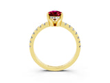 Yellow gold Pear Cut Garnet Solitaire Ring with Round  Pavé Band and Four-Prong Setting_39