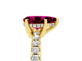 Yellow gold Pear Cut Garnet Solitaire Ring with Round  Pavé Band and Four-Prong Setting_47
