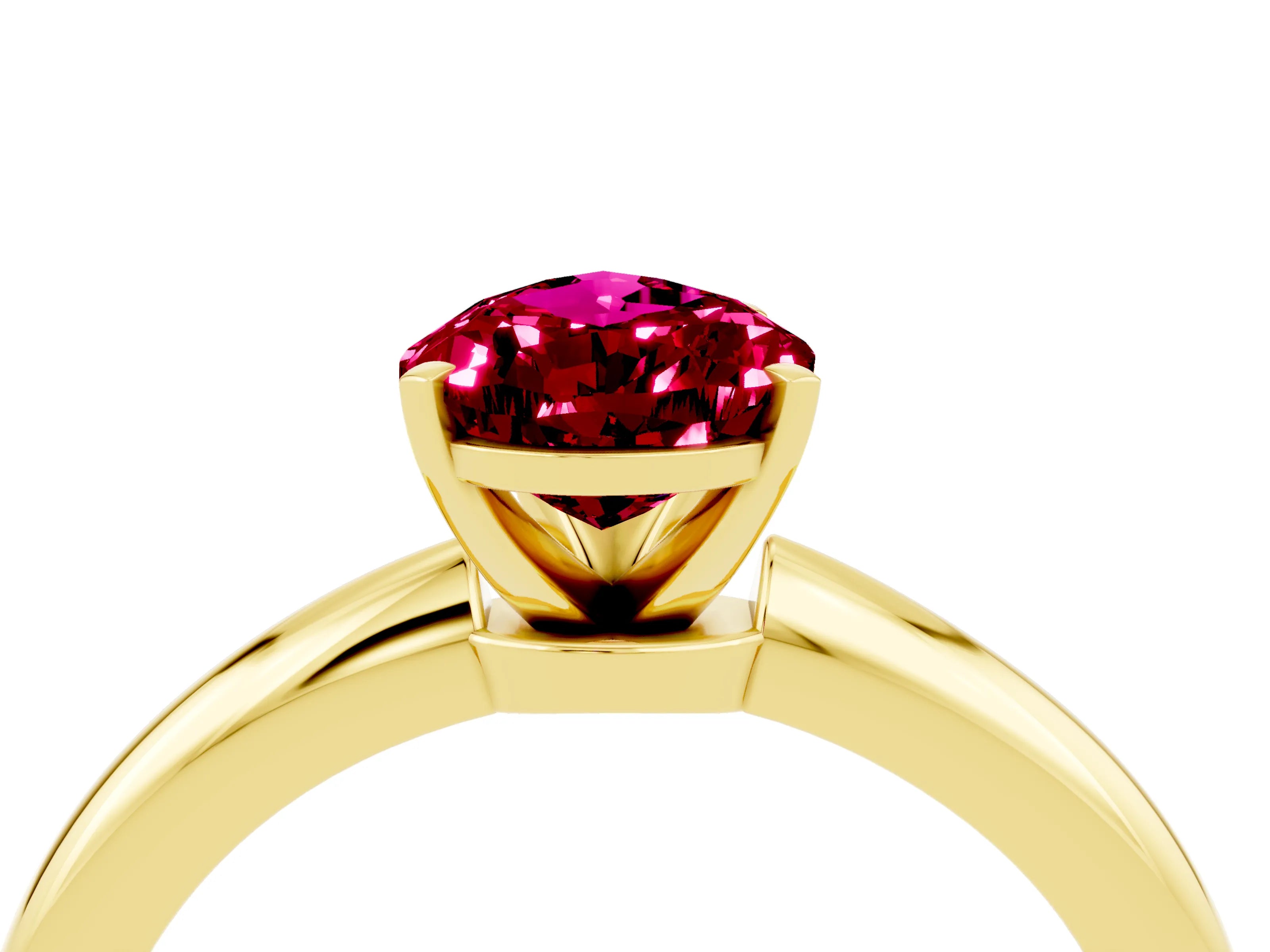 Yellow gold Pear Cut Garnet Solitaire Ring with Six-Prong Setting and Classic Band_4