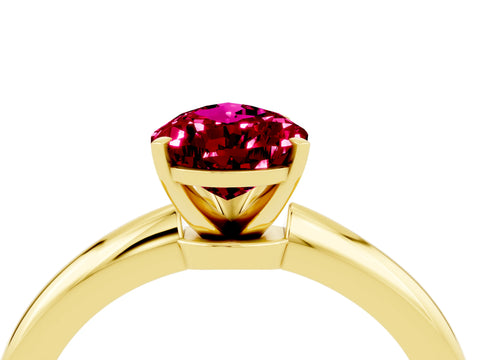 Yellow gold Pear Cut Garnet Solitaire Ring with Six-Prong Setting and Classic Band_4