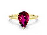 Yellow gold Pear Cut Garnet Solitaire Ring with Thin Band and Four-Prong Setting_12