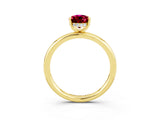 Yellow gold Pear Cut Garnet Solitaire Ring with Thin Band and Four-Prong Setting_15