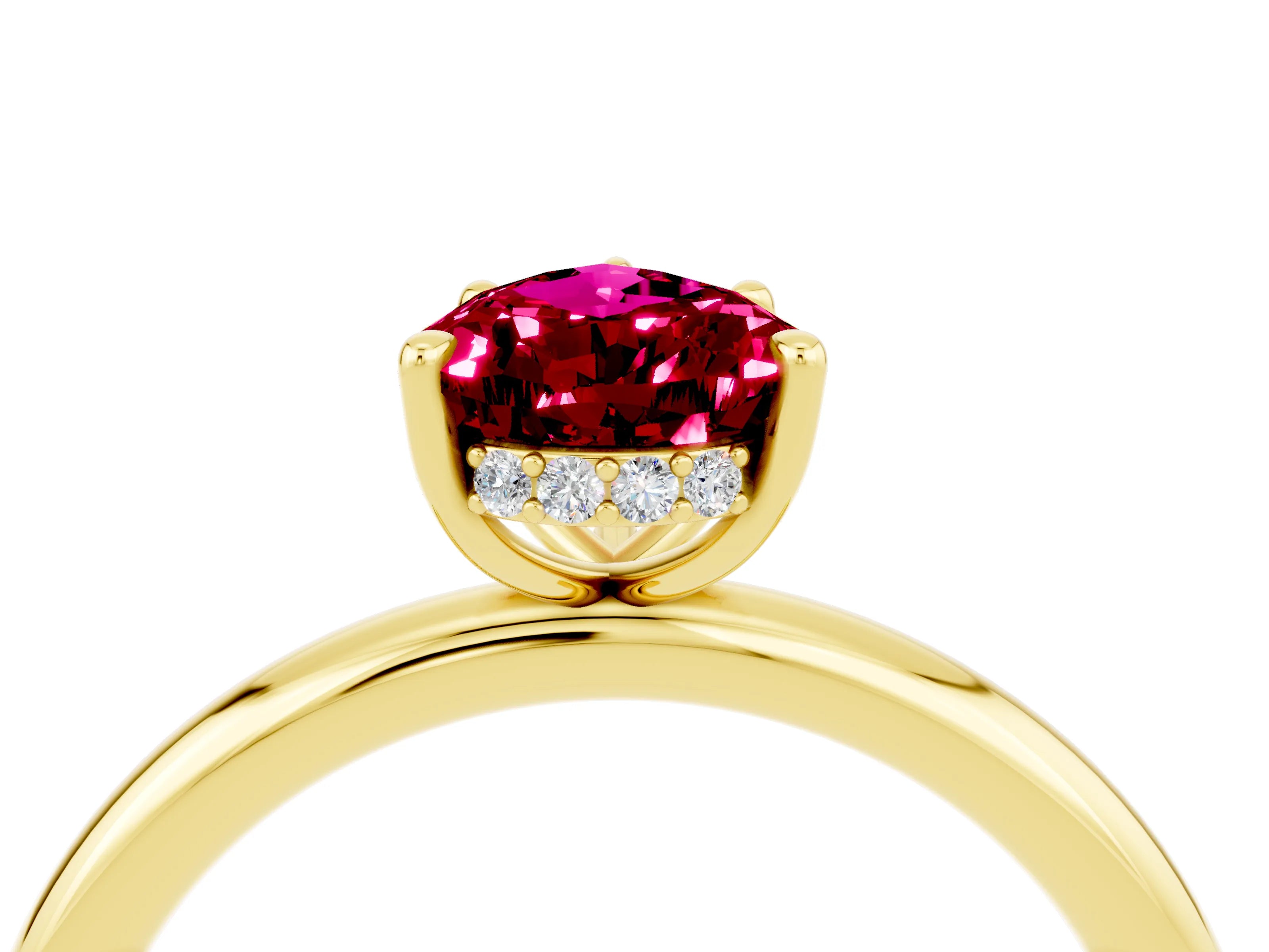 Yellow gold Pear Cut Garnet Solitaire Ring with Thin Band and Four-Prong Setting_16