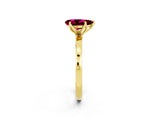 Yellow gold Pear Cut Garnet Solitaire Ring with Thin Band and Prong Setting_14