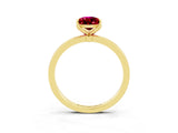 Yellow gold Pear Cut Garnet Solitaire Ring with Thin Band and Prong Setting_15