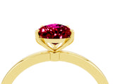 Yellow gold Pear Cut Garnet Solitaire Ring with Thin Band and Prong Setting_16